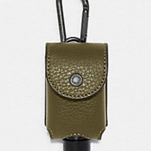 Coach Leather Hand Sanitizer Holder in Leather, Cargo Green
